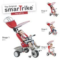 Tricikli za djecu od 6 mjeseci - Tricikl Recliner 4u1 smarTrike bordo-sivi s podesivim naslonom i suncobranom od 6 mjeseci_0