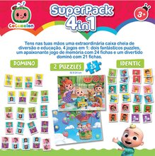 Puzzles évolutifs pour enfants - Superpack 4 en 1 Cocomelon Educa avec 2 puzzles de 25 pièces, un jeu de domino et un jeu de memory_0