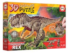 Puzzle 3D - Puzzle dinosaurus Tyrannosaurus Rex 3D Creature Educa lungime 61 cm 82 piese de la 6-9 ani EDU19182_2