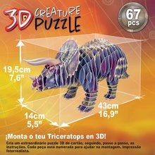 Puzzle 3D - Puzzle dinoszaurusz Triceratops 3D Creature Educa hossza 43 cm  67 darabos 6 évtől_1