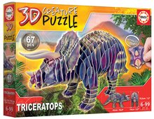 Puzzle 3D - Puzzle dinosaurus Triceratops 3D Creature Educa lungime 43 cm  67 piese de la 6 ani_2