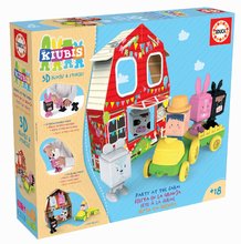 Puzzle 3D - Joc de construit Kiubis 3D Blocks & Stories Party at the Farm Educa 5 figurine cu tractor și fermă de la 2 ani_2
