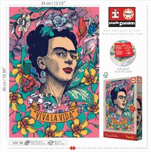 500 darabos puzzle - Puzzle “Viva la Vida” Frida Kahlo Educa 500 darabos és Fix ragasztó_3