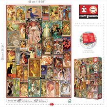 1000 delne puzzle - Puzzle Art Nouveau Poster Collage Educa 1000 delov in Fix lepilo_3