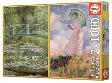 Puzzle 1000 teilig - Puzzle Claude Monet - The Water-Lily Pond - Woman with Parasol Turned to the Left Educa 2x1000 Teile und Fix-Kleber ab 11 Jahren_1