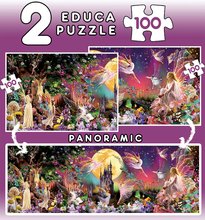 Otroške puzzle od 100 do 300 delov - Puzzle panoramske Fairy Triptych Educa 2×100 delčkov_0