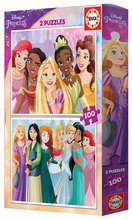 Dječje puzzle od 100 do 300 dijelova - Puzzle Disney Princess Educa 2x100 od 6 rokov EDU19298_1
