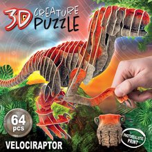 Puzzles 3D - Puzzle dinosaure Velociraptor 3D Creature Educa, longueur de 55 cm et 64 pièces_1
