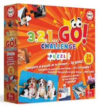 Gry w językach obcych - Gra towarzyska Puzzle 3,2,1... Go! Challenge Educa 24 obrazków 144 części Angielski Hiszpański Francuski od 6 lat_1