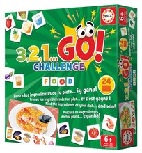 Gry w językach obcych - Gra planszowa Jedzenie  3,2,1... Go! Challenge Food Educa 24 obrazków 150 części Angielski Hiszpański Francuski od 6 lat_1