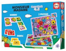 Puzzle progressivo per bambini - Superpack 4in1 Monsieur Madam Educa domino memory e 2 puzzle con 25 pezzi dai 3 anni_1