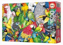 Puzzle 500 dielne - Puzzle Parrots Educa 500 dielov a Fix lepidlo_1
