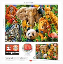 Puzzle 500-teilig - Puzzle Wild Animal Collage Educa 500 Teile und Fix- Kleber_2