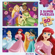 Puzzle Disney din lemn - Puzzle din lemn Disney Princess Educa 2x50 piese de la 4 ani_0