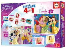 Progresívne detské puzzle - Superpack 4v1 Disney Princess Educa domino pexeso a puzzle s 25 a 50 dielikmi_2