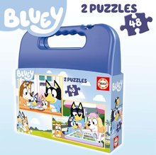 Gyerek puzzle 8 - 99 darabos - Puzzle Bluey Educa 2x48 darabos kofferben 4 évtől_1
