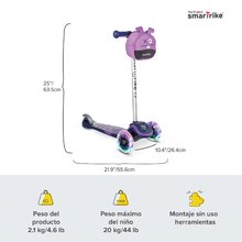 Trotinete surfer - Trotinetă cu roți luminoase Scooter T3 Purple SmarTrike mov cu rucsac de la 24 luni capacitate maximă admisă 20 kg_3