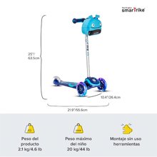 Hullámzó rollerek - Roller T3 SmarTrike világító kerekekkel és táskával teherbírása 20 kg kék 24 hó-tól_2
