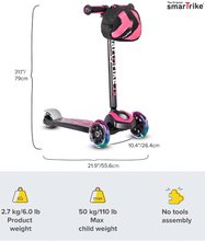 Kolobežky vlniace -  NA PREKLAD - Patinete T5 smarTrike con ruedas luminosas, mochila y asa ajustable con capacidad de 50 kg, rosa_3