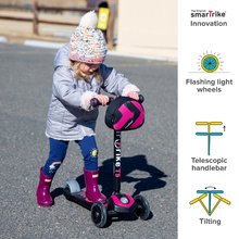 Koloběžky vlnící - Koloběžka T5 smarTrike se svítícími koly s batohem a nastavitelnou rukojetí nosnost 50 kg růžová_5