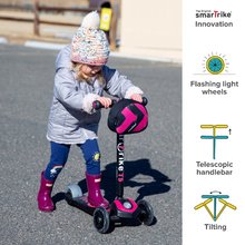 Trottinettes à balancier - Trotinette T5 smarTrike avec des roues lumineuses, un sac à dos et une poignée réglable, capacité 50 kg, rose_1