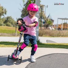 Trotinete surfer - Trotinetă cu roți care luminează Scooter T5 Pink SmarTrike roz cu rucsac și mâner reglabil de la 3 ani capacitate maximă admisă 50 kg_0