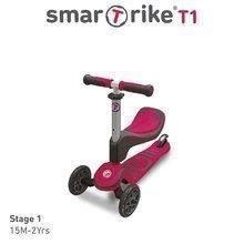 Dreirädrige Roller für Kinder - Kinderroller und Kinder Dreirad T1 smarTrike 3in1 mit T-Lock-System, verstellbarem Sitz und Griff grau-pink ab 15 Monaten_0