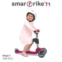 Trotinete cu trei roţi - Trotinetă şi babytaxiu T1 smarTrike 3in1 cu sistem T-lock, cu scaun reglabil şi cu ghidon gri-roz de la 15 luni_1