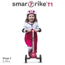 Háromkerekű rollerek - Roller és bébitaxi T1 smarTrike 3in1 T-lock rendszerrel, állítható üléssel és kormánnyal szürkés-rózsaszín 15 hó-tól_3