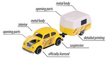 Spielzeugautos - Spielzeugauto mit Anhänger VW The Originals Trailer Majorette Metall mit Aufhängung 13 cm Länge 4 Typen_1