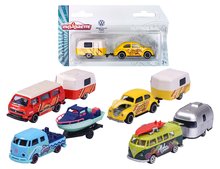 Spielzeugautos - Spielzeugauto mit Anhänger VW The Originals Trailer Majorette Metall mit Aufhängung 13 cm Länge 4 Typen_2