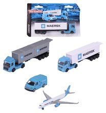 Samochody ciężarowe - Samochód transportowy MAERSK Transport Vehicles Majorette metalowe o długości 20 cm 3 rodzaje_3