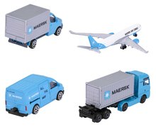 Seturi de mașinuțe - Mașină de transport MAERSK 4 Pieces Giftpack Majorette din metal 7,5 cm lungime set de 4 tipuri în ambalaj cadou_0