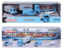 Seturi de mașinuțe - Mașină de transport MAERSK 4 Pieces Giftpack Majorette din metal 7,5 cm lungime set de 4 tipuri în ambalaj cadou_1
