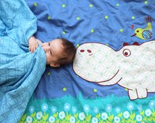 Babybettwäsche - Kinderbettset Joy Hippo Blue toT's-smarTrike Nilpferd, Nest, Decke und Bettlaken blau ab 0 Monaten_1