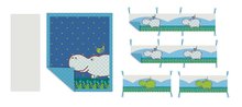 Babaágyneműk - Kiságy garnitúra Joy Hippo Blue toT's-smarTrike vizilós fészek takaró és lepedő kék 0 hó-tól_2