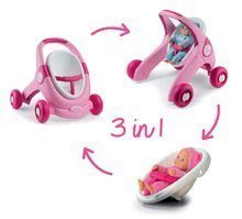 Vozički za punčke in dojenčke od 12 mesecev - Komplet voziček za dojenčka in sprehajalček 2v1 MiniKiss Smoby in dojenček za posteljico_1