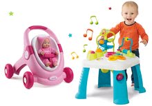 Igračke za bebe - Set hodalica i kolica s autosjedalicom Minikiss 3u1 Smoby s kočnicom i interaktivni didaktički stol Activity sa zvukom i svjetlom_13