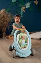 Lauflernhilfen - Set Lauflernwagen und Kinderwagen mit Bremse Croc Baby Walker Minikiss 3in1 Smoby und Rutscher blau mit Rückenlehne_0