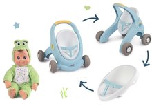 Detské chodítka - Set chodítko a kočík s brzdou Croc Baby Walker Minikiss 3in1 Smoby a bábika krokodíl 30 cm so zvukom_1