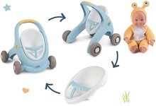 Detské chodítka -  NA PREKLAD - Set chodítko a kočík s brzdou Croc Baby Walker Minikiss 3in1 Smoby a bábika slimáčik 30 cm so zvukom_3