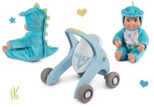 Otroški sprehajalčki - Komplet sprehajalček in voziček z zavoro Croc Baby Walker Minikiss 3in1 Smoby in dojenček dinozaver 30 cm z zvokom_2