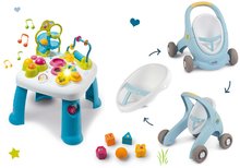 Otroški sprehajalčki - Komplet sprehajalček in voziček z zavoro Croc Baby Walker Minikiss 3in1 Smoby in didaktična mizica z zvokom in lučko_1