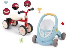 Sets für die Kleinsten - Set Lauflernwagen und Kinderwagen mit Bremse Croc Baby Walker Minikiss 3in1 Smoby mit rotem Rookie Rutscher_3