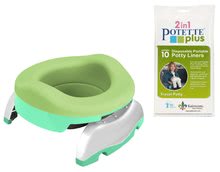 Pots et réducteurs de toilettes - Ensemble de pot de voyage/réduction pour WC Potette Plus 2v1 Kalencom vert avec une doublure en silicone + 10 recharges de remplacement et un sac de voyage à partir de 15 mois_21