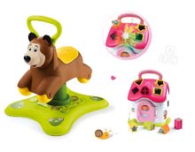 Pentru bebeluși - Set babytaxiu Ursuleţ 2in1 Smoby săltăreţ şi rotitor şi căsuţă roz dezvoltătoare de abilităţi Cotoons de la 12 luni_14