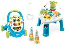 Set per i più piccoli - Set girello Trott Cotoons 2in1 Smoby verde con mattoncini, luce e melodia e tavolo didattico con funzioni e gioco con palline_24