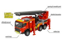 Samochody ciężarowe - Wóz strażacki Volvo Truck Fire Engine Majorette z  efektami dźwiękowymi i świetlnymi, długość 19 cm_1