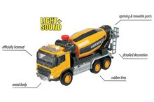 Engins de construction - Voiture de construction mélangeuse Volvo Camion Bétonnière Majorette avec le son et la lumière, longueur 19 cm_1