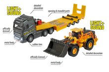 Stavebné stroje - Kamión s nakladačom Volvo Truck & Wheel Loader Majorette 35 cm dĺžka so zvukom a svetlom_2
